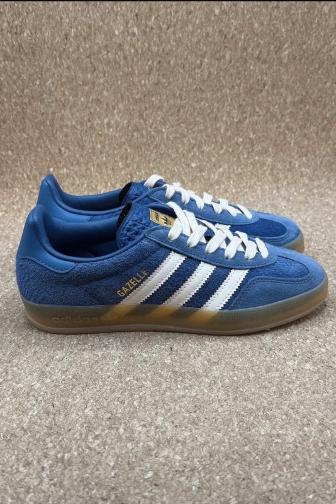 Blue Adidas Gazelle trainers
